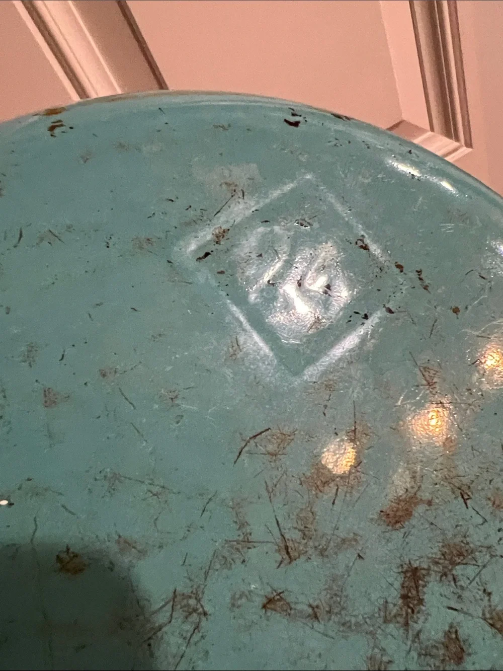 Vintage Le Creuset Cast Iron Skillet Pan Turquoise 24/ 9.5”